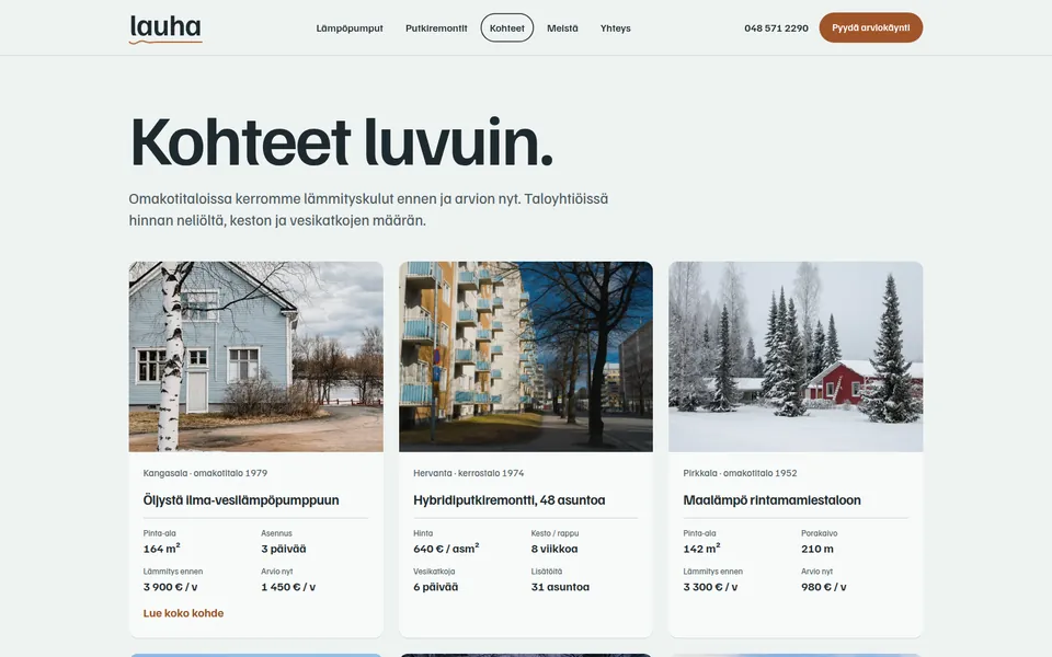 Lauha: Kohteet-sivu