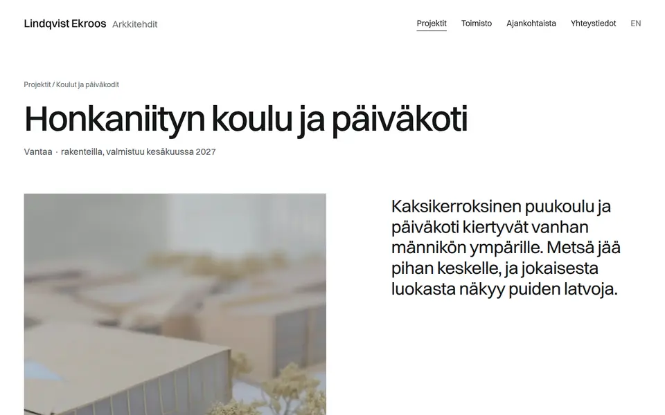 Lindqvist Ekroos: Projektisivu, Honkaniityn koulu